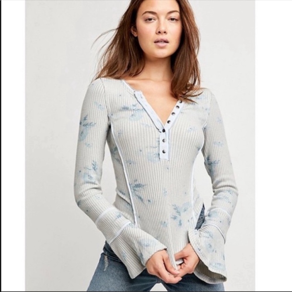 Free people medium henley flare sleeve